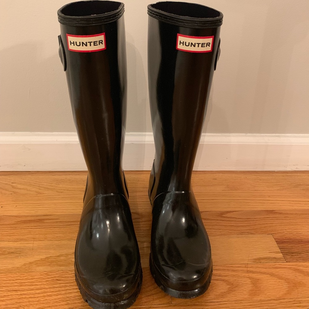 Hunter Boots - Black Glossy, Kids Size 4